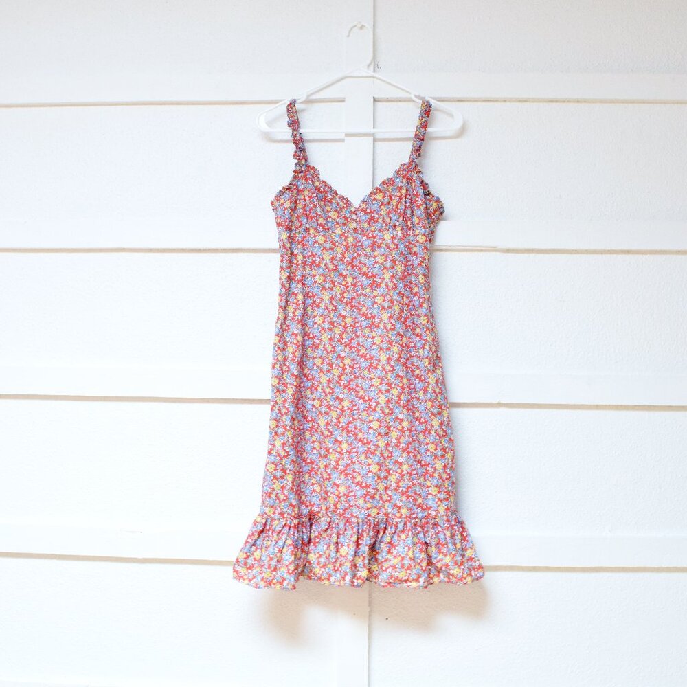 RALPH BY RALPH LAUREN Red Floral Pattern Babydoll Mini Sundress | Size XS